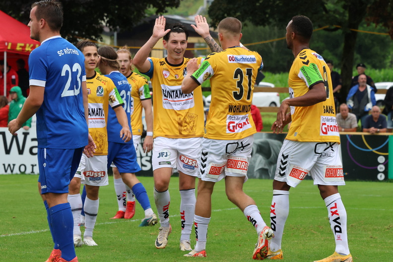 28.07.2024, AUT, Röthis, SC Röthis vs SV Ried, Uniqa ÖFB Cup, 1.Runde, Im Bild: Torjubel SV Ried, Fotocredit Reinhard Schröckelsberger CUP-Roethis-SVRied-10.jpg